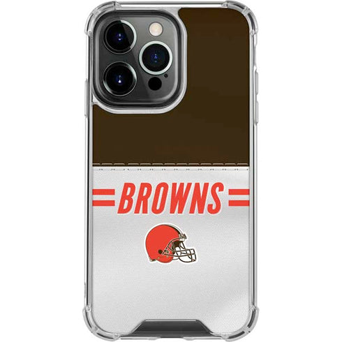 NFL Cleveland Browns White Striped iPhone 16 Pro Clear Case